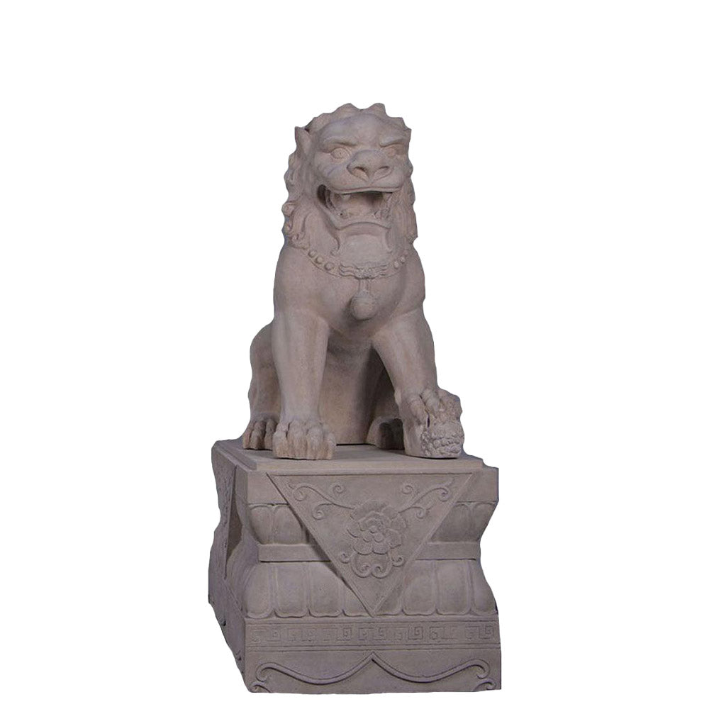 Stone Foo Dog Female On Base Statue