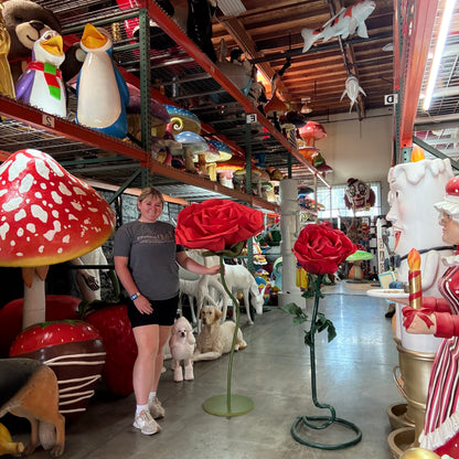 Large Fabric Rose Flower Statue