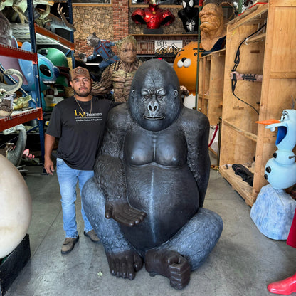 Large Silver Back Gorilla Statue