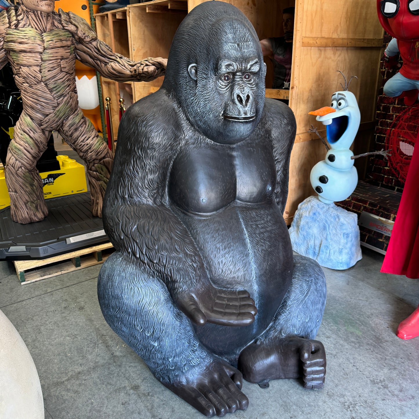 Large Silver Back Gorilla Statue