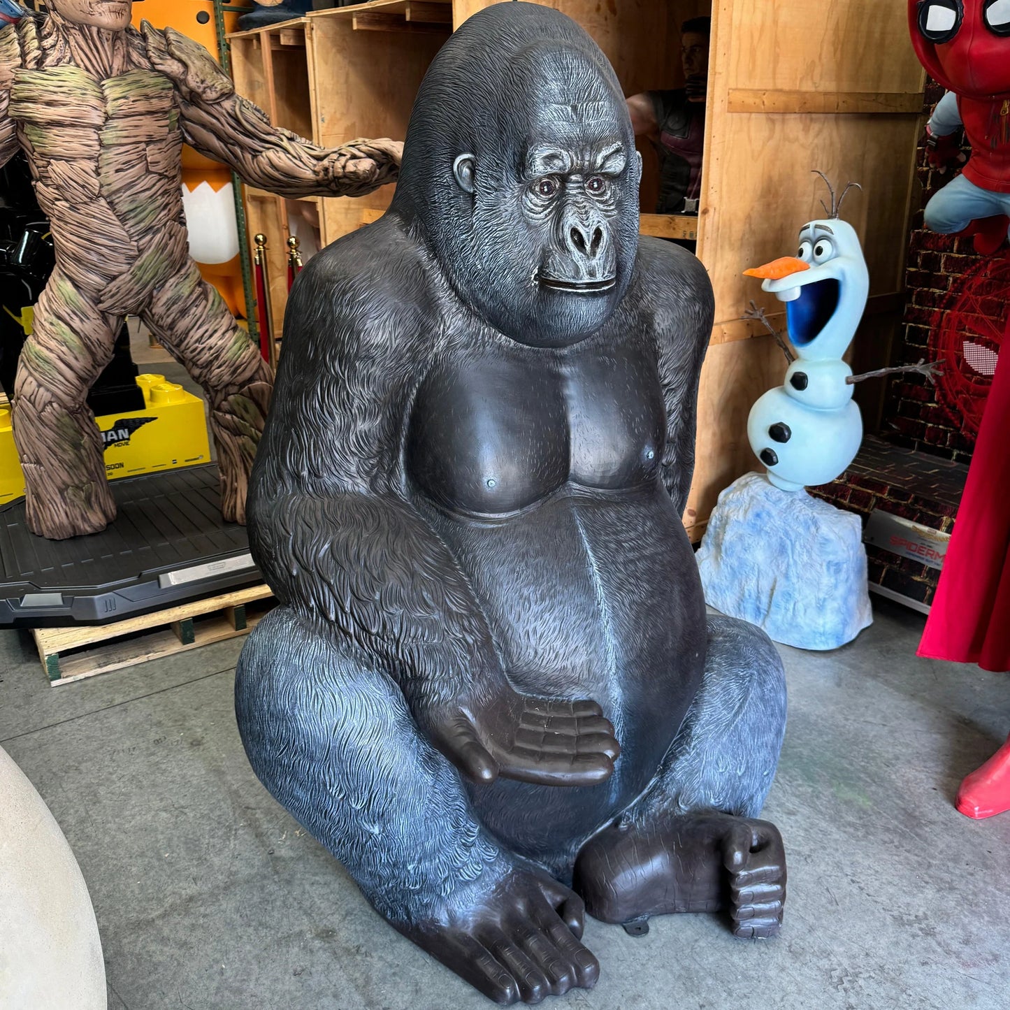 Large Silver Back Gorilla Statue