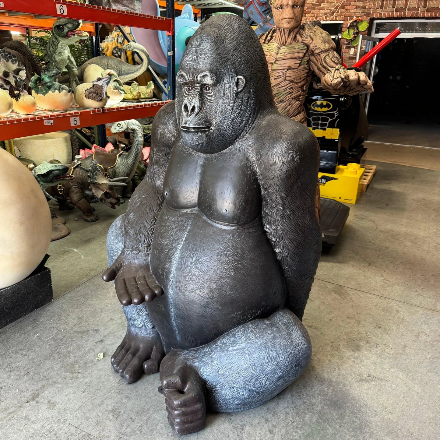 Large Silver Back Gorilla Statue