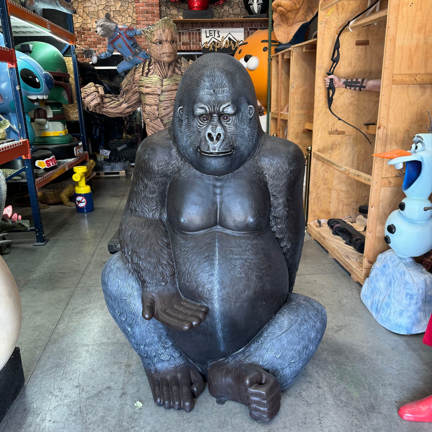 Large Silver Back Gorilla Statue