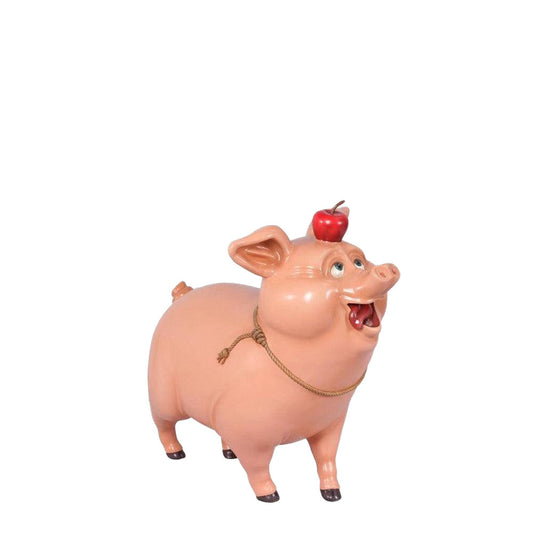 Comic Pig With Apple Statue