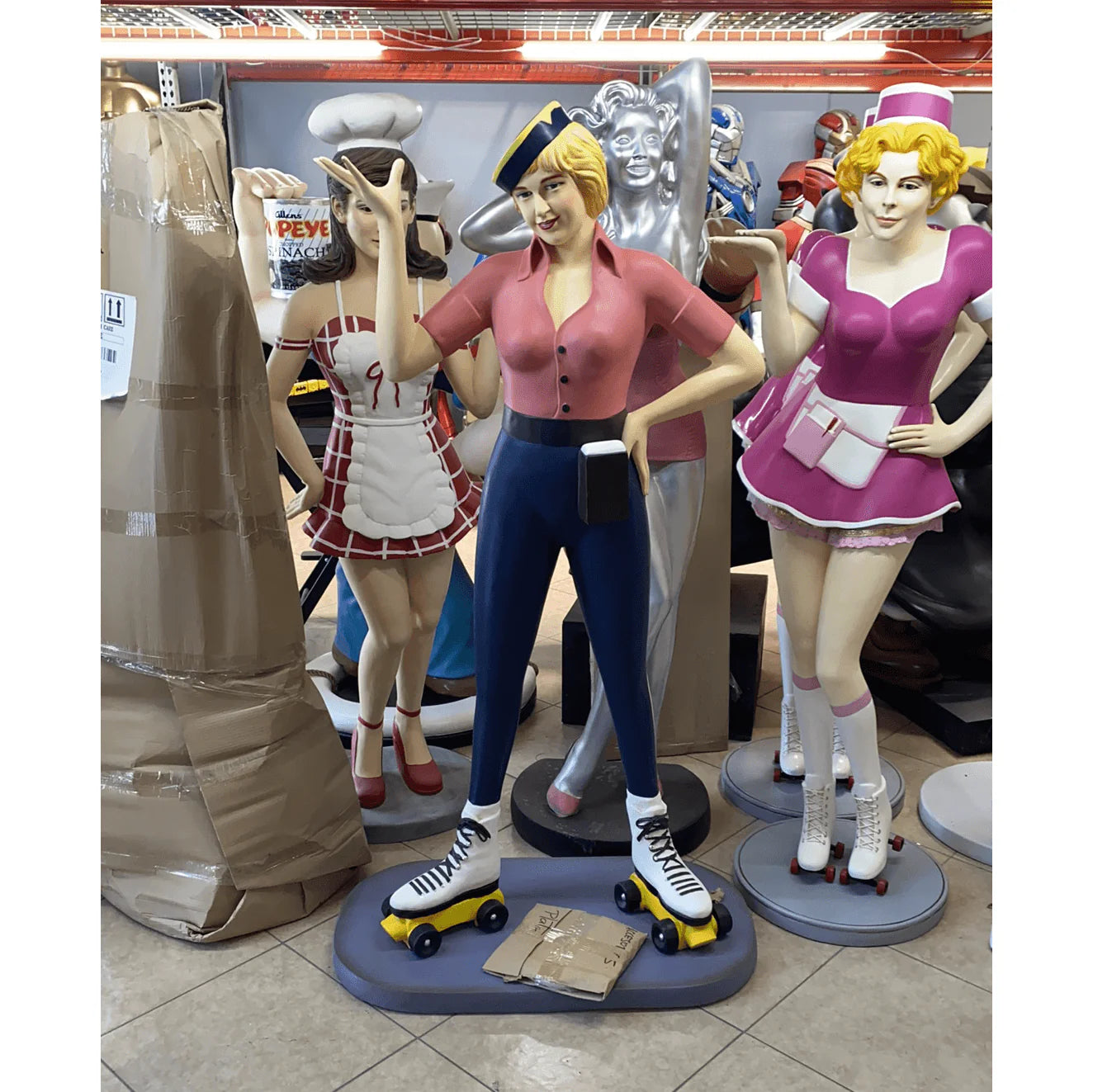 Car Hop Roller Skater Waitress Life Size Statue