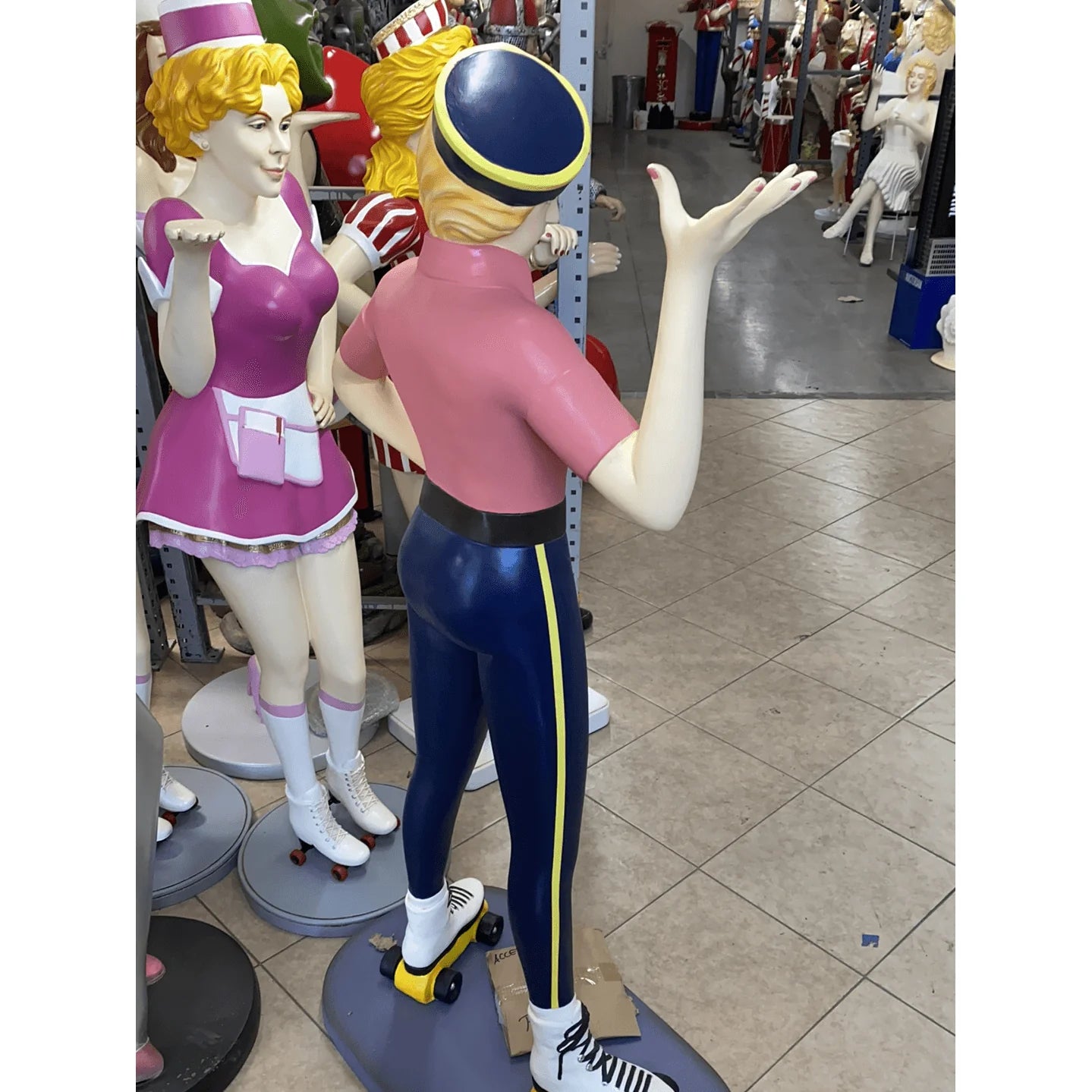 Car Hop Roller Skater Waitress Life Size Statue