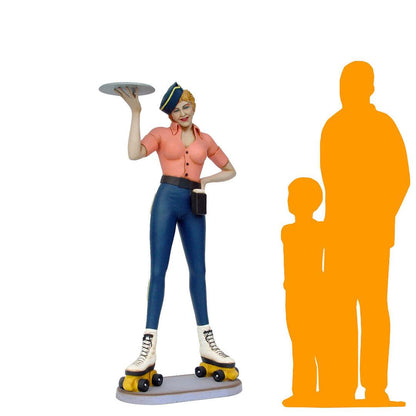 Car Hop Roller Skater Waitress Life Size Statue