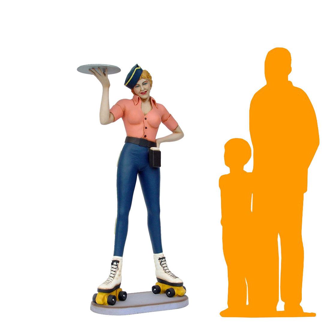 Car Hop Roller Skater Waitress Life Size Statue - LM Treasures Prop Rentals 