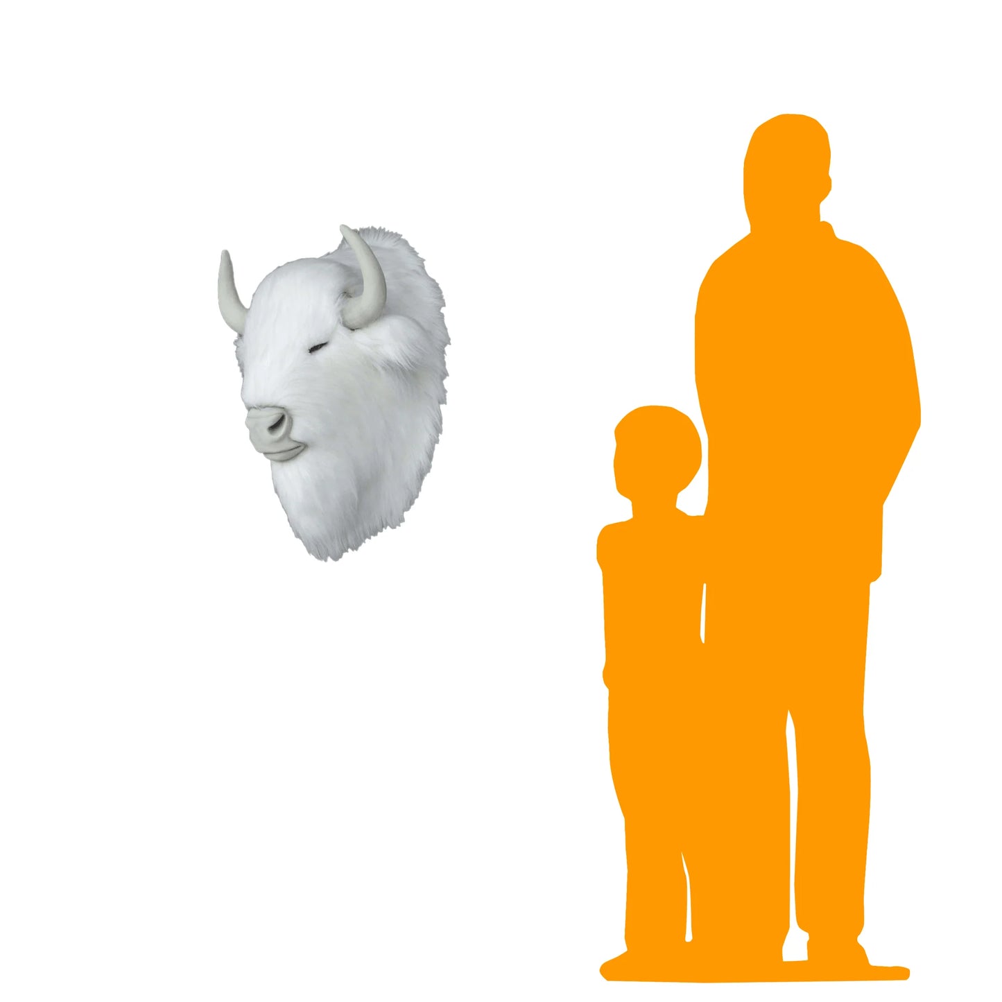 White Buffalo Head Life Size Statue