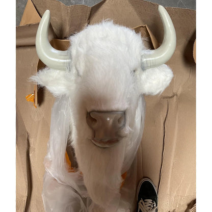 White Buffalo Head Life Size Statue