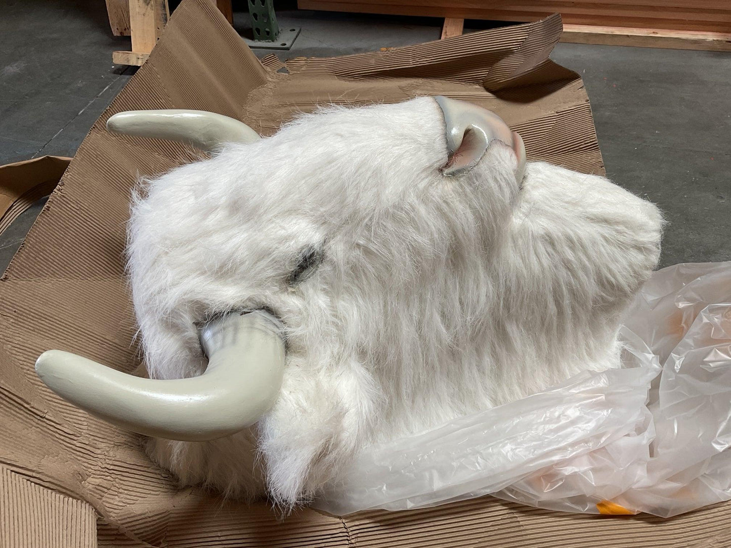 White Buffalo Head Life Size Statue