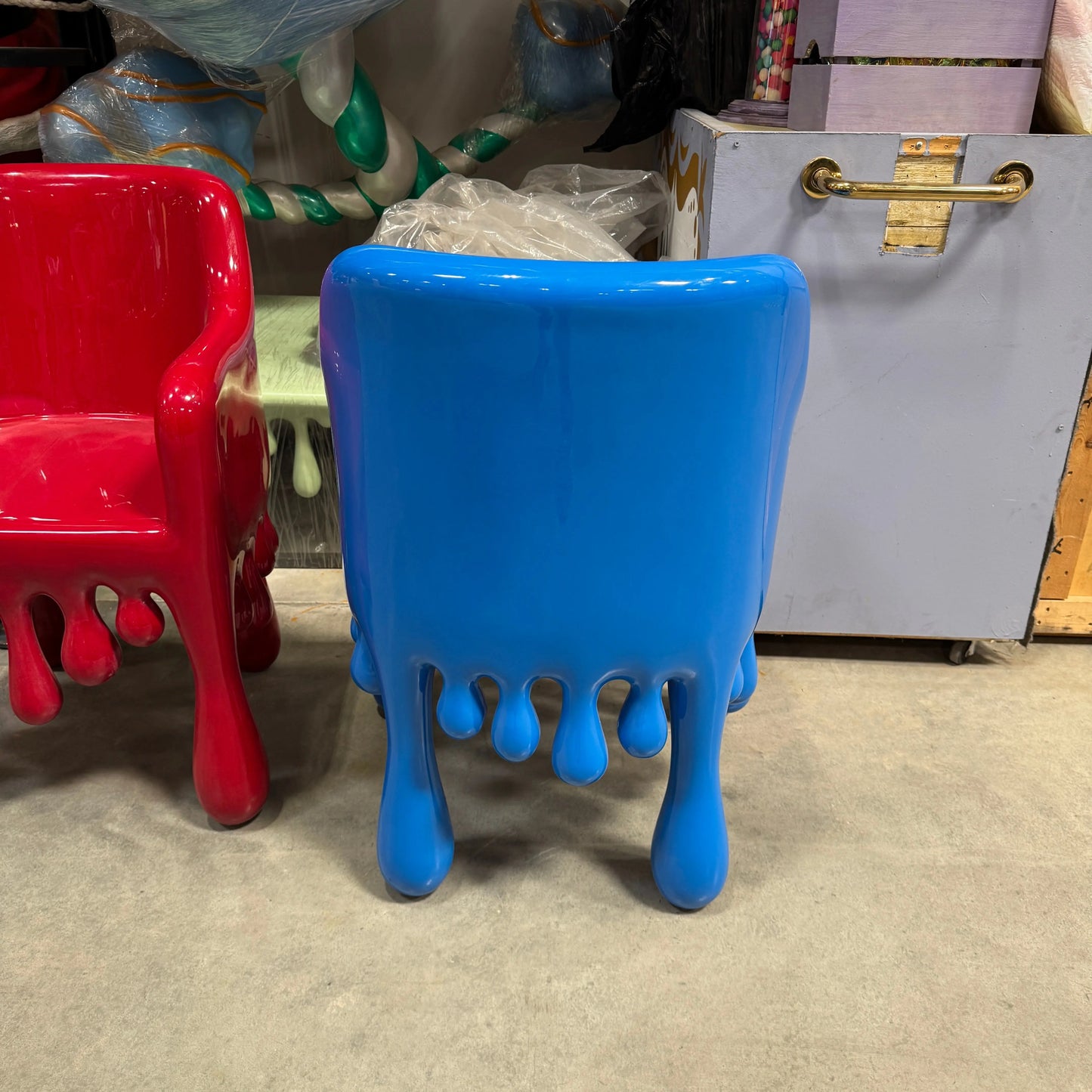 Blue Melting Drip Chair Statue F0196-210058B-H
