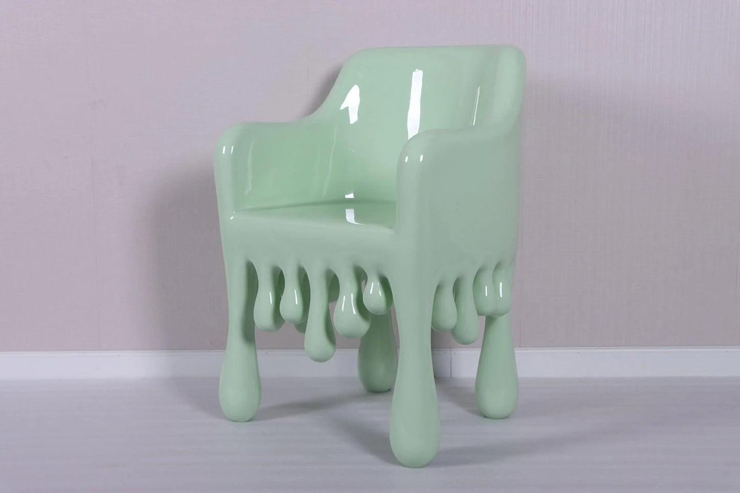 Mint Green Melting Drip Chair Statue