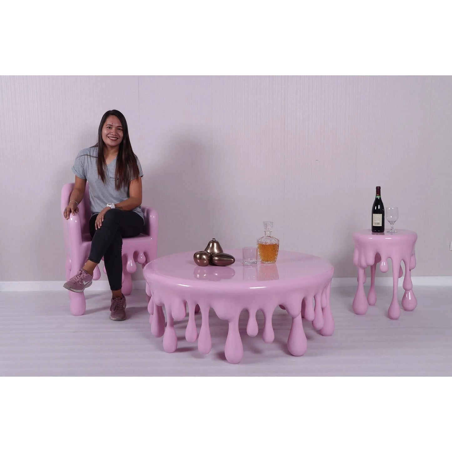 Pink Melting Drip Chair Statue