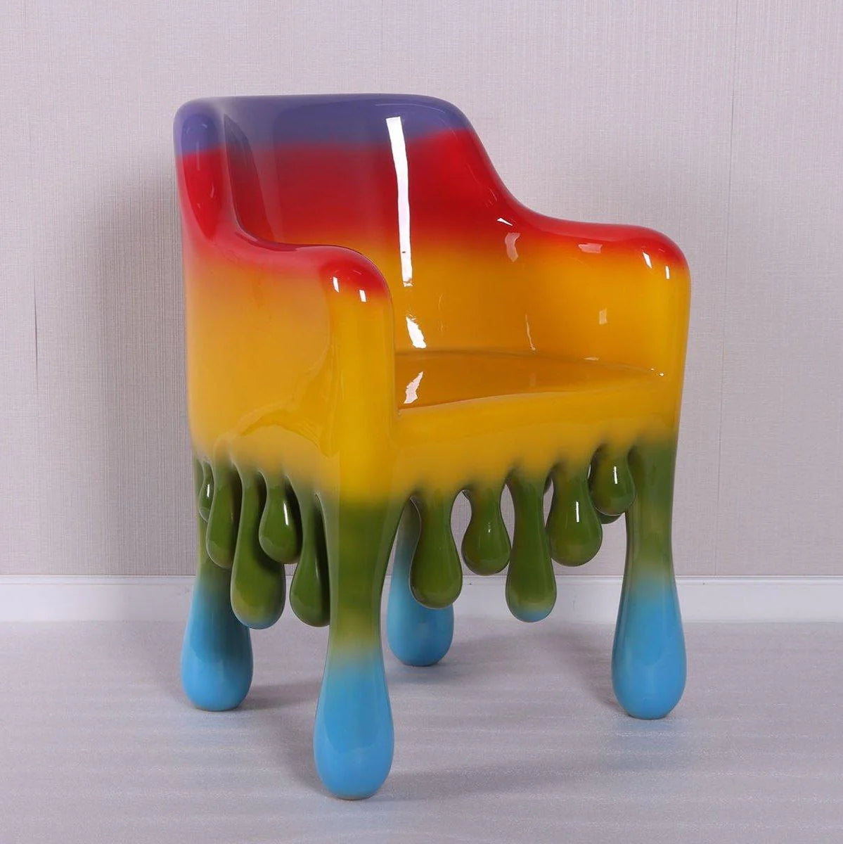 Rainbow Melting Drip Chair Statue