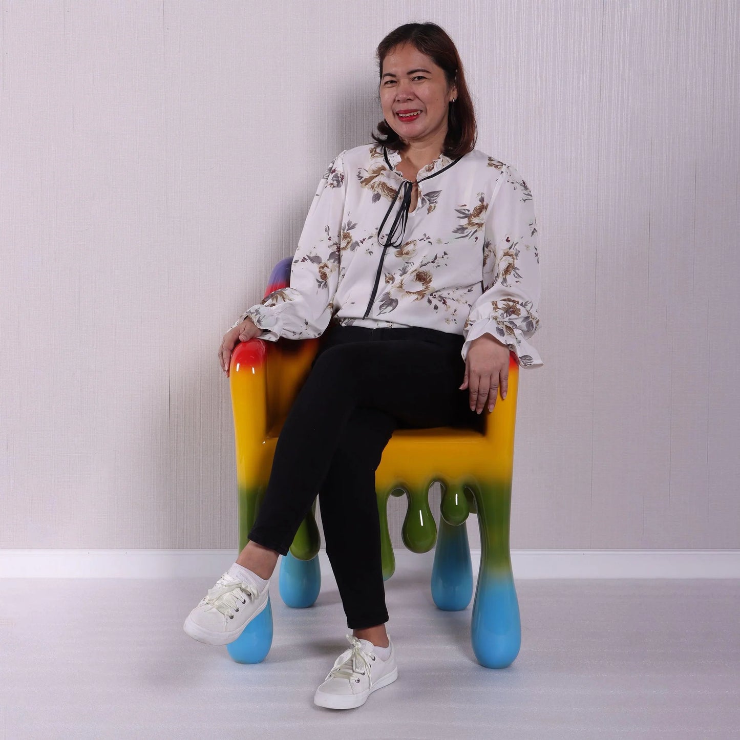 Rainbow Melting Drip Chair Statue