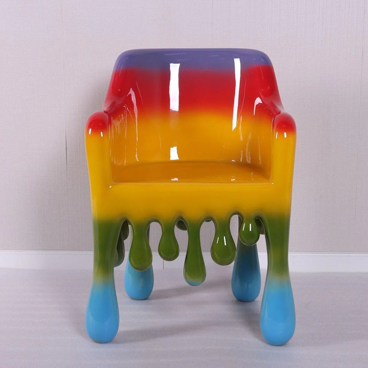 Rainbow Melting Drip Chair Statue