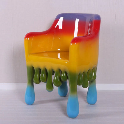 Rainbow Melting Drip Chair Statue