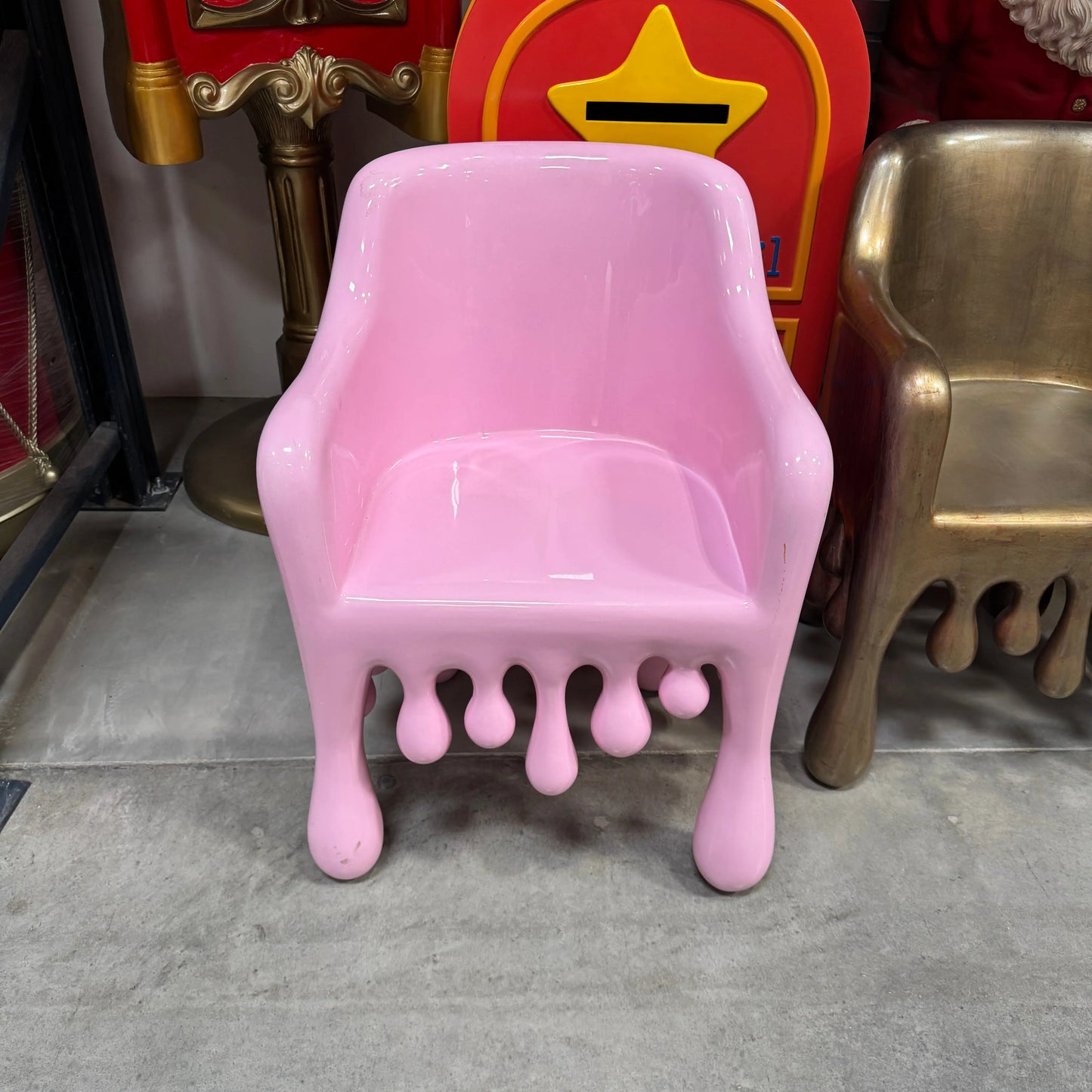 Pink Melting Drip Chair Statue F0196-210058P-H