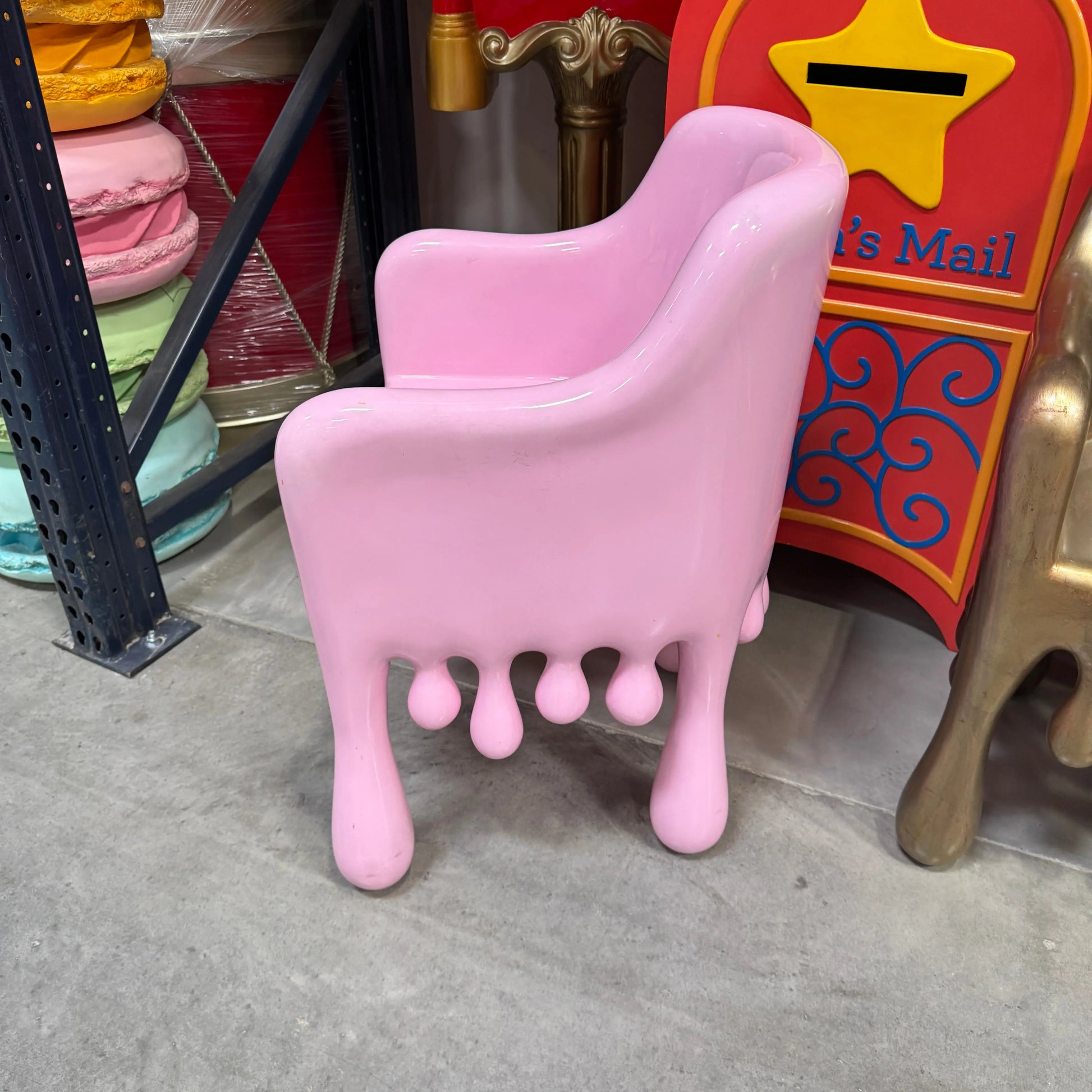 Pink Melting Drip Chair Statue F0196-210058P-H