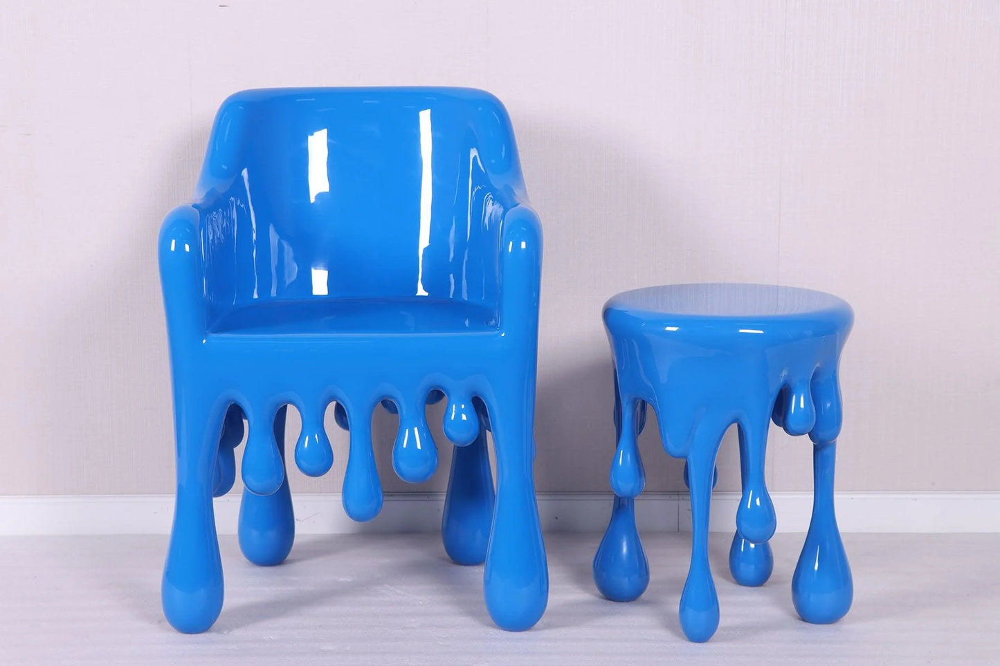 Blue Melting Drip Chair Statue