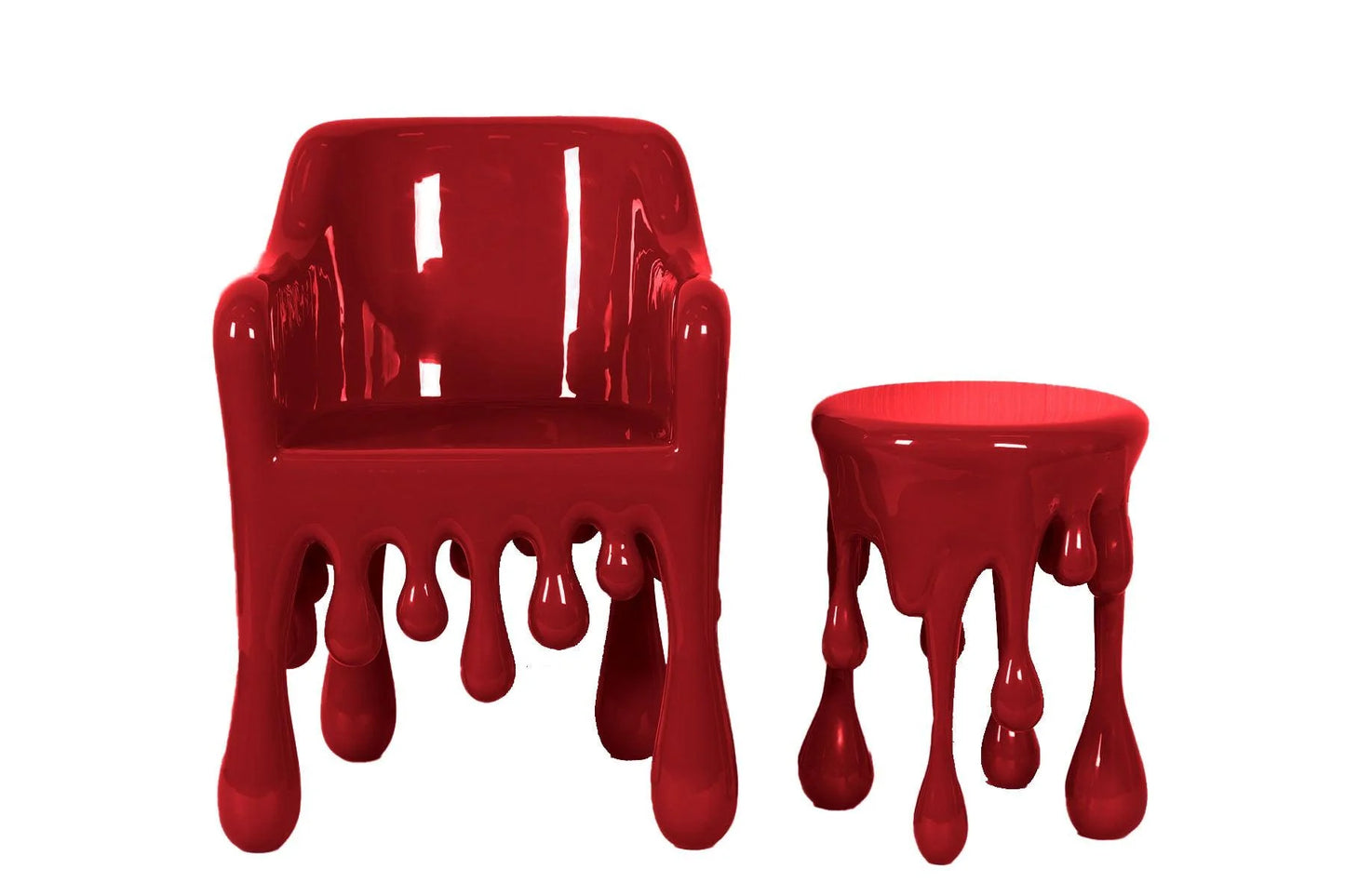 Red Melting Drip Chair Statue