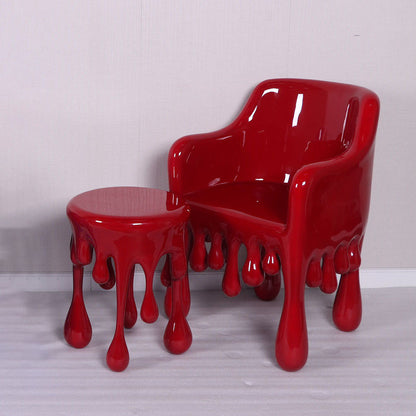 Red Melting Drip Side Table Statue