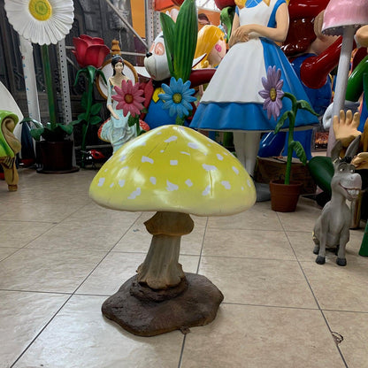Small Yellow Mushroom Statue - LM Treasures Prop Rentals 