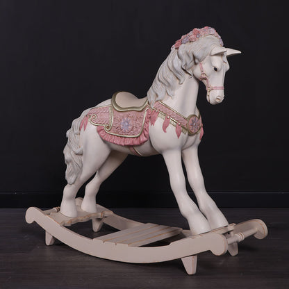 Pink Romantic Rocking Horse Statue