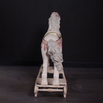Pink Romantic Rocking Horse Statue