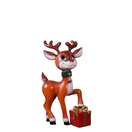 Funny Reindeer With Gift Statue