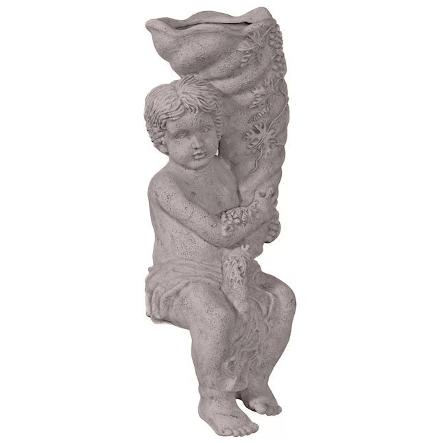 Sitting Boy with Fill Horn Stone Statue