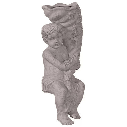 Sitting Boy with Fill Horn Stone Statue