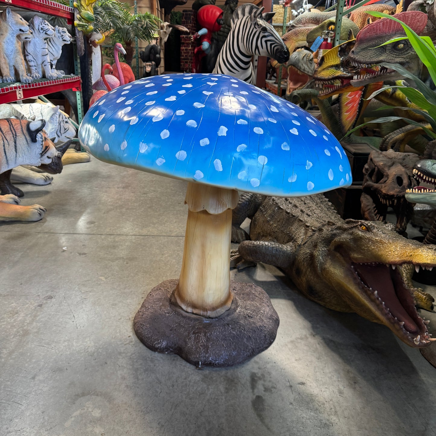 Large Blue Mushroom Statue