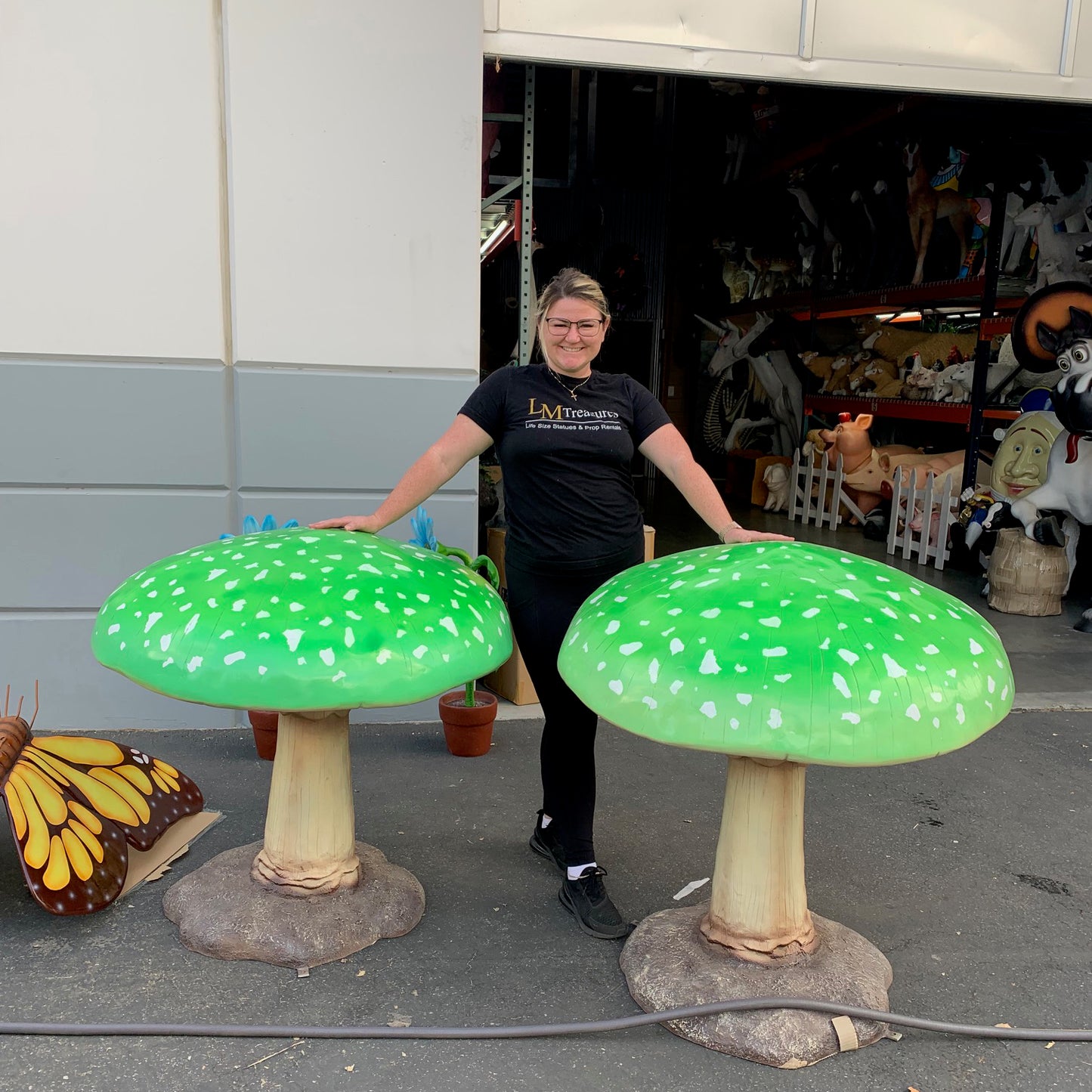 Large Green Mushroom Statue