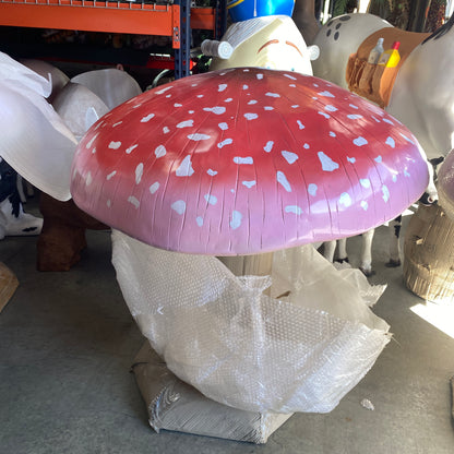 Large Pink Mushroom Statue