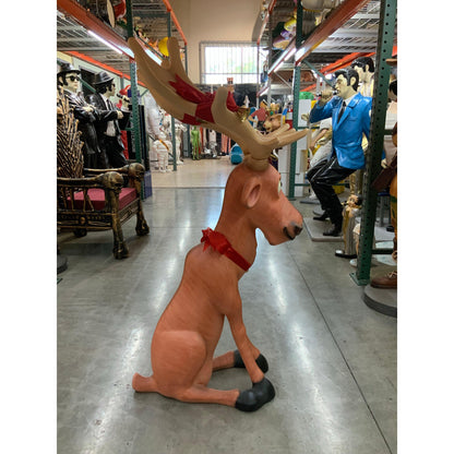Sitting Funny Reindeer Statue - LM Treasures Prop Rentals 