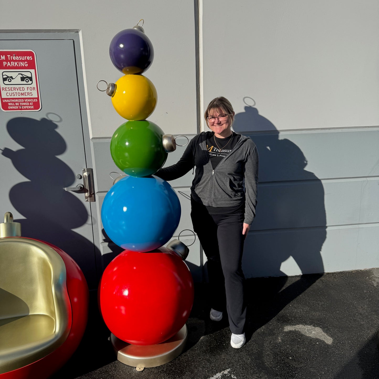 Stacked Colored Christmas Ornaments Statue