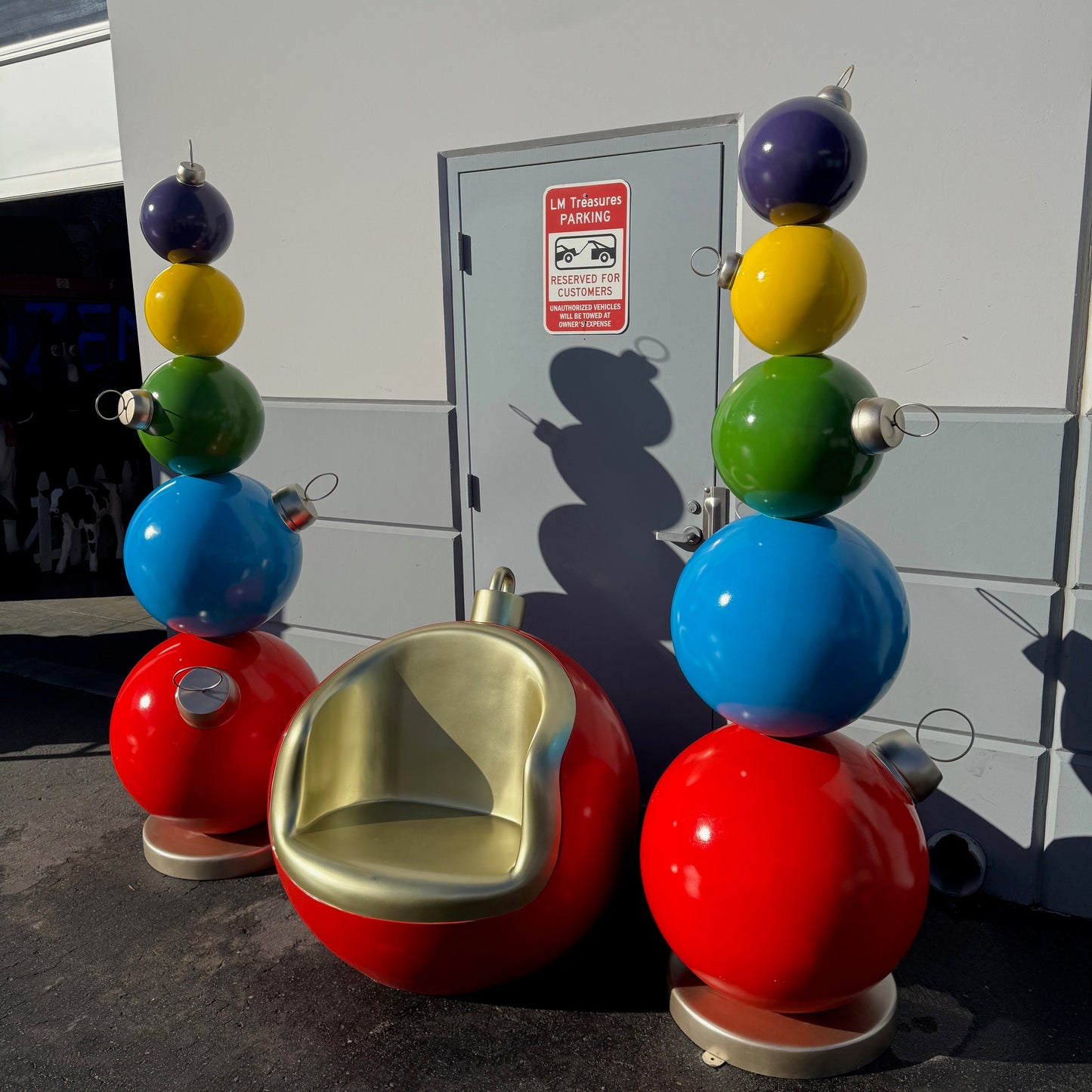 Stacked Colored Christmas Ornaments Statue