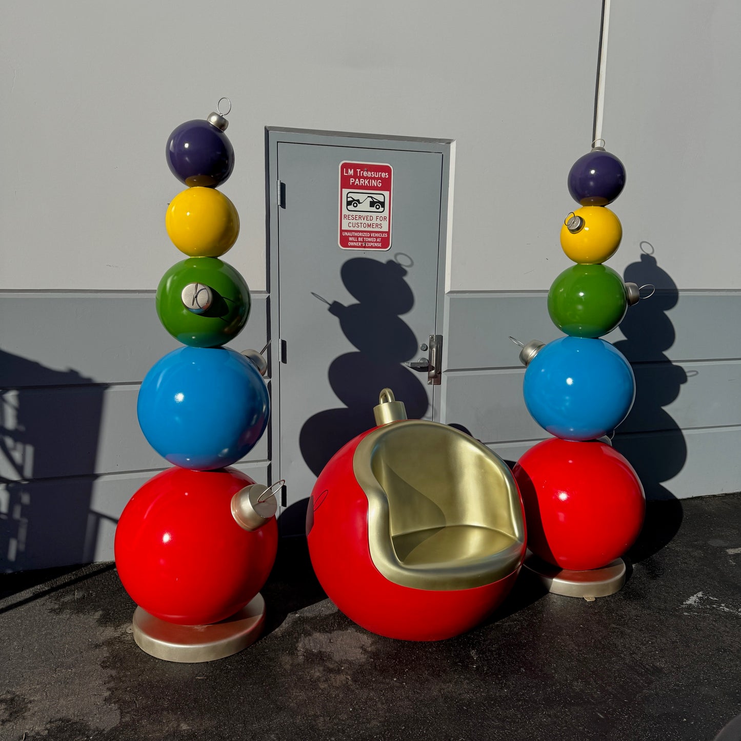 Stacked Colored Christmas Ornaments Statue