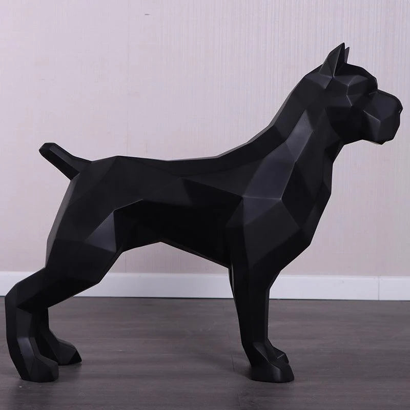 Black Pitbull Faceta Dog Statue