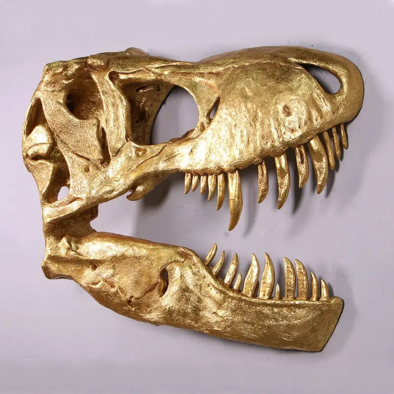 Gold T-Rex Skull Wall Decor Statue A0856G-220065-H