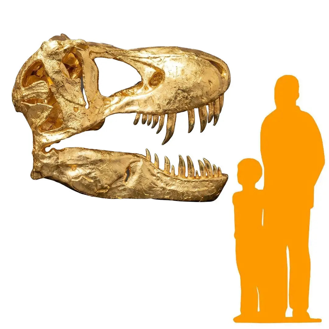 Gold T-Rex Skull Wall Decor Statue A0856G-220065-H