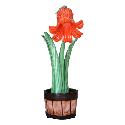 Giant Red Flower in Planter Statue