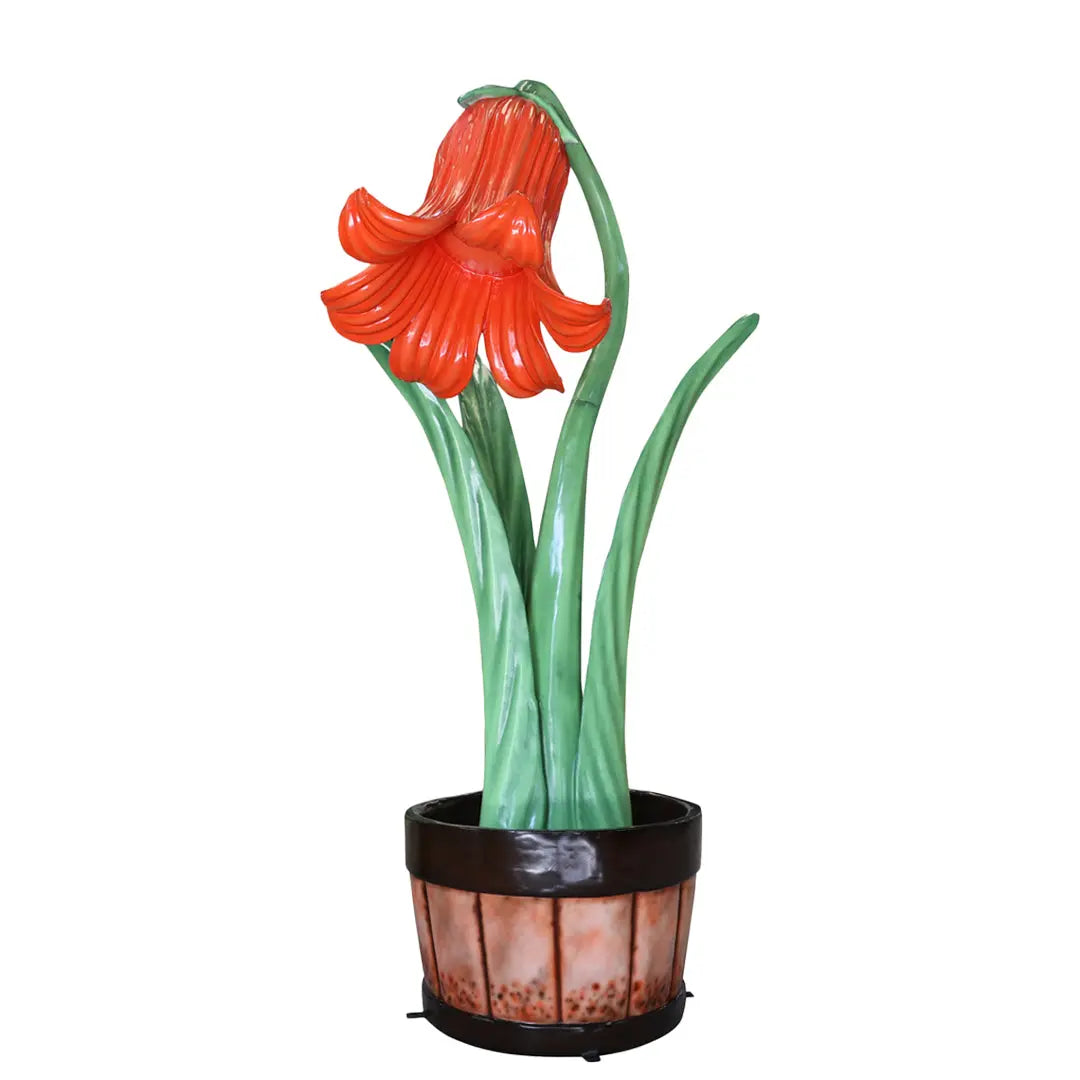 Giant Red Flower in Planter Statue F0233R-2200-T