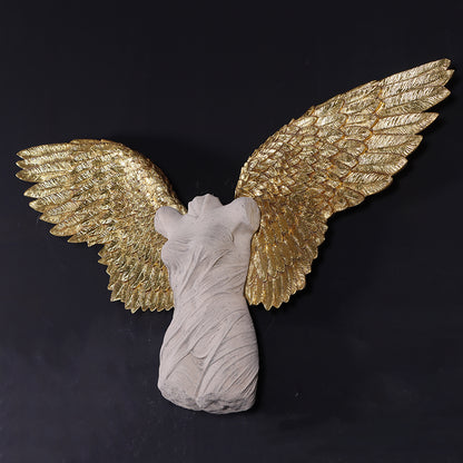 Small Female Stone Angel Wall Decor Statue