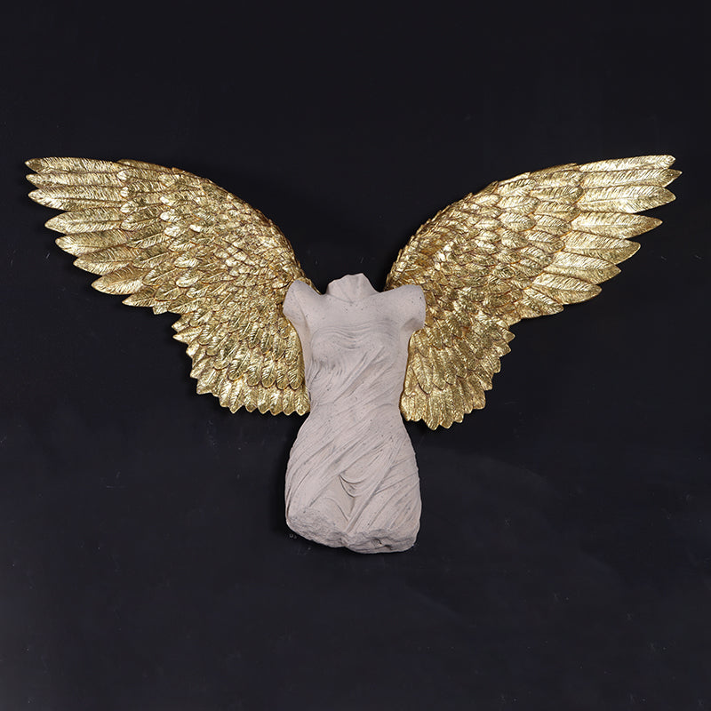 Small Female Stone Angel Wall Decor Statue