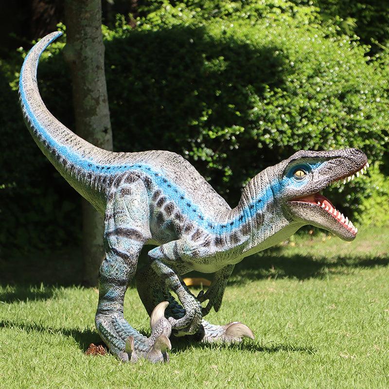 Blue Velociraptor Baby Dinosaur Statue - LM Treasures Prop Rentals 