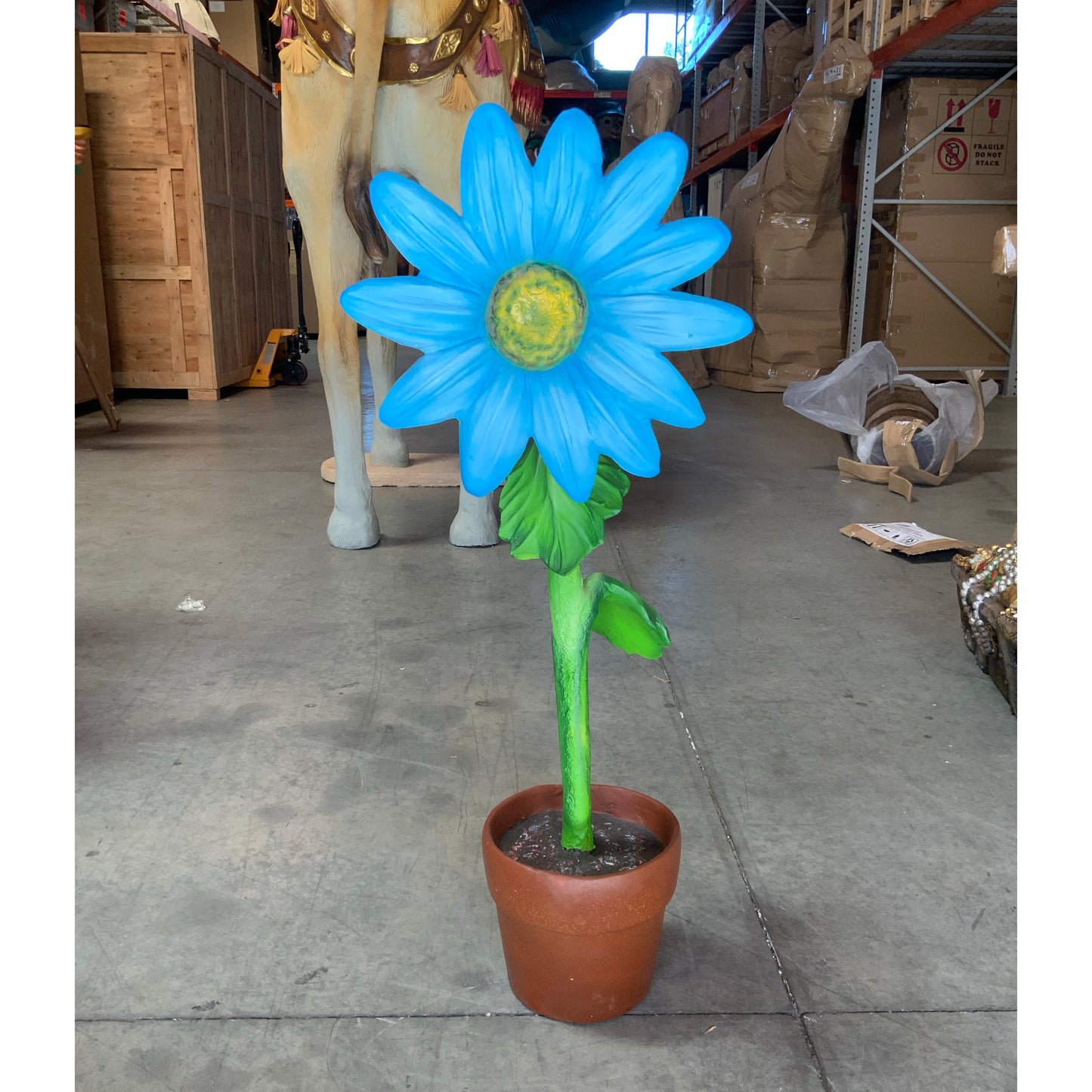 Small Blue Sunflower Statue