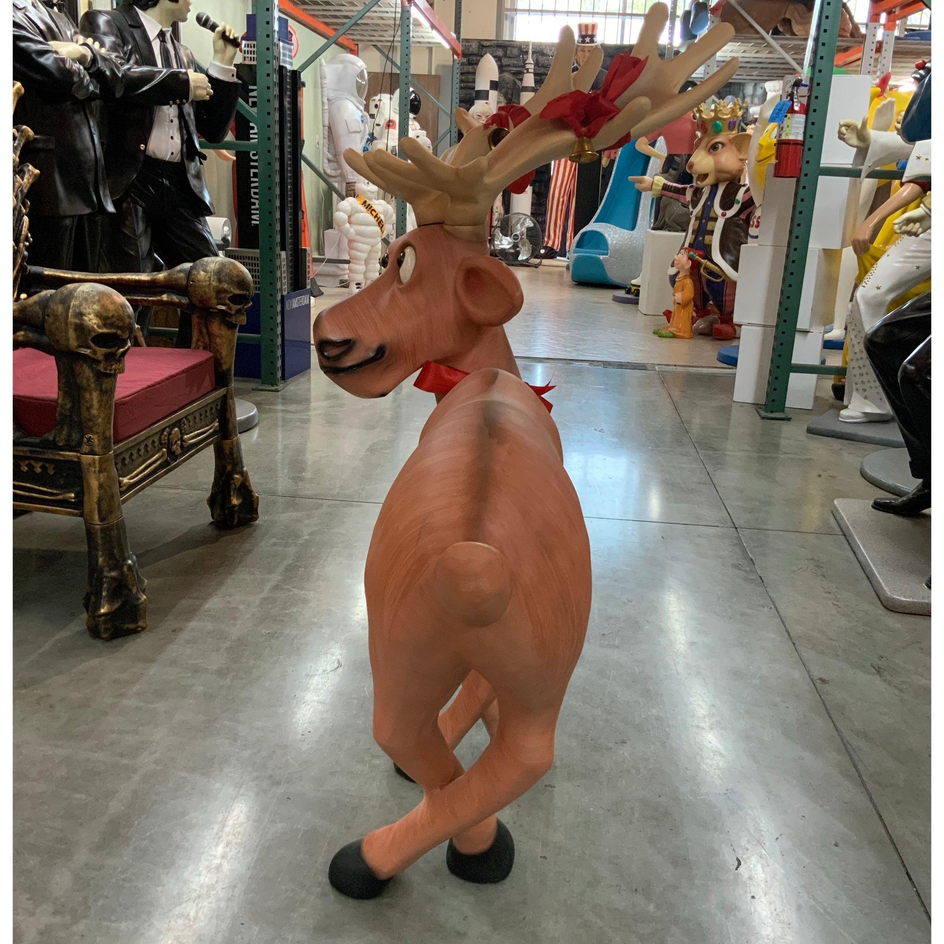 Tangled Standing Funny Reindeer Statue - LM Treasures Prop Rentals 